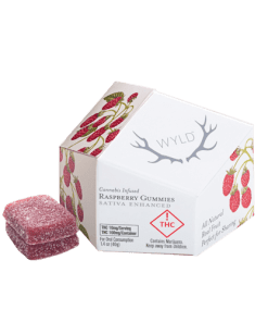 Wyld Raspberry Gummies – 100mg THC (Sativa-Infused)